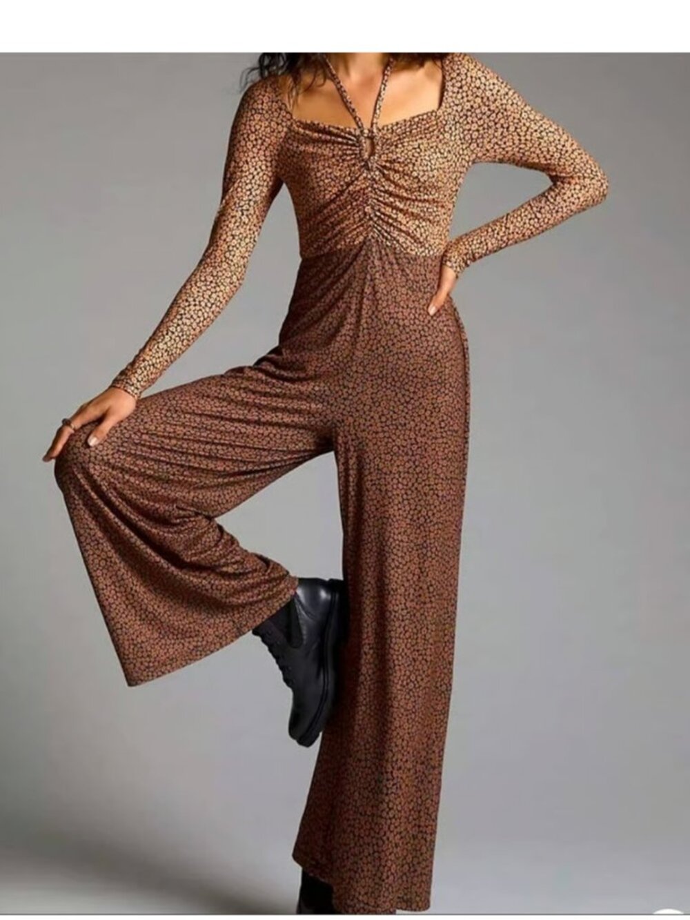 Hutch Anthropologie Floral Copper Jumpsuit NWT